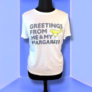 HALOGEN Graphic Tee “Greetings from me and my margarita” - White XXL